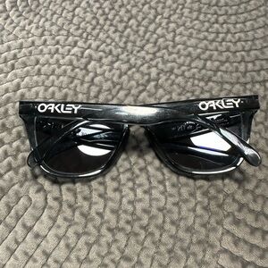 Oakley Frogskins Translucent Black Gloss Sunglasses with purple chrome lenses